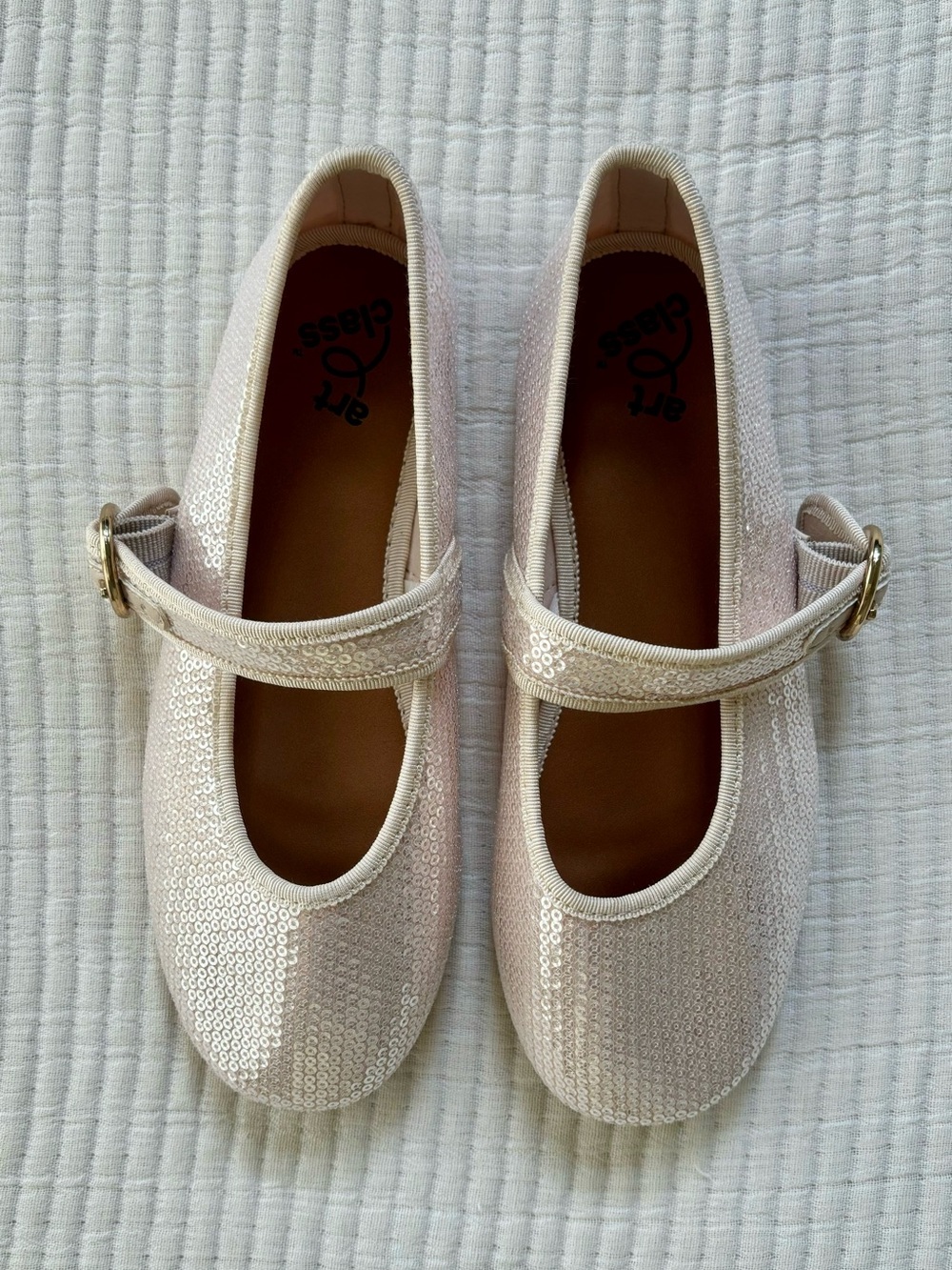 Art Class Kids Quilla Ballet Flats Shimmering Sequin Mary Jane Shoes Size 3
